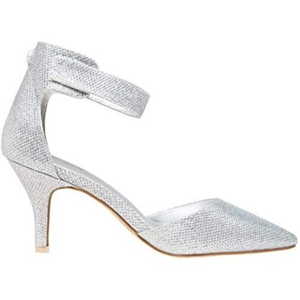 NEW Vostey Pointed Toe Silver Glitter Dress Shoes Women's 9.5